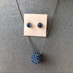 Matching set blue necklace and earrings